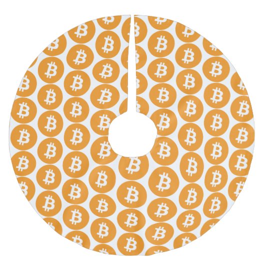 元のBitcoinのロゴの記号のクリスマスツリーのスカート ブラッシュドポリエステルツリースカート (正面)
