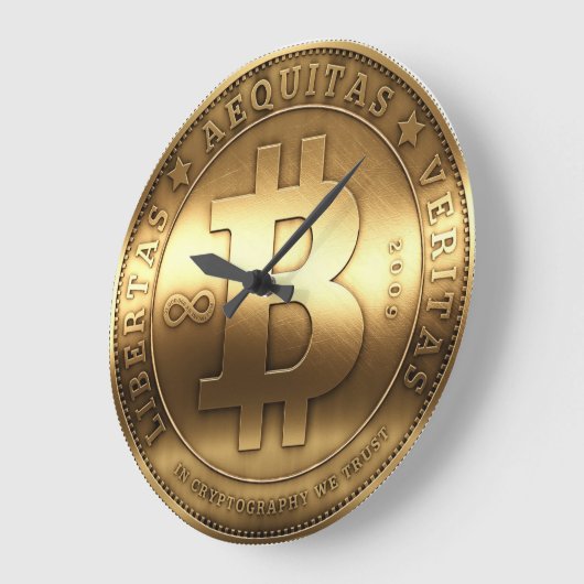 元のBitcoinのロゴの記号の大きい柱時計 ラージ壁時計 (傾斜)