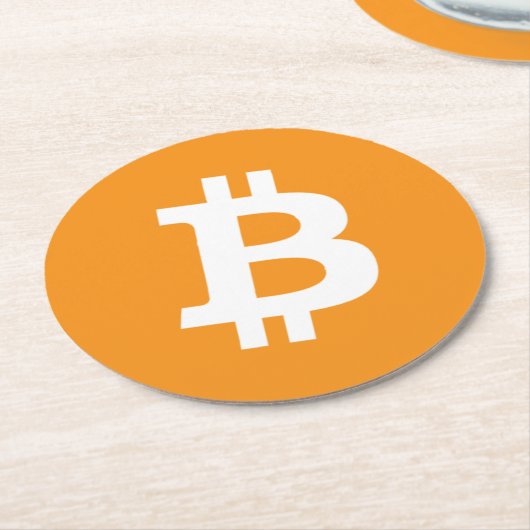 元のBitcoinのロゴの記号の暗号の飲み物のコースター ラウンドペーパーコースター (アングル)