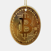 元のBitcoinのロゴグラフクリスマスのオーナメント セラミックオーナメント (右)