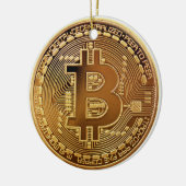 元のBitcoinのロゴグラフクリスマスのオーナメント セラミックオーナメント (左)