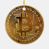 元のBitcoinのロゴグラフクリスマスのオーナメント セラミックオーナメント (裏面)