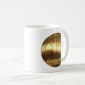 元のBitcoinの記号の金ゴールドのロゴのコーヒー・マグ コーヒーマグカップ (正面右)