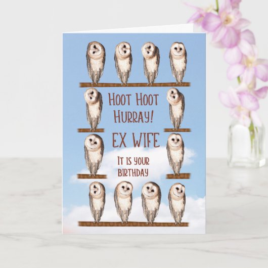 元妻誕生日、奇妙なフクロウ カード (蘭)