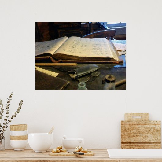 元帳と眼鏡 ポスター (キッチン)