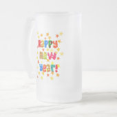 元旦の曇りガラスのマグカップ フロストグラスビールジョッキ (正面左)