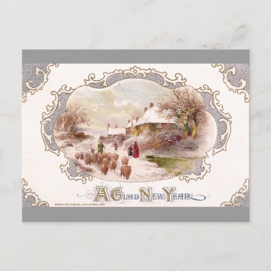 元旦の羊飼いと羊 シーズンポストカード (正面)