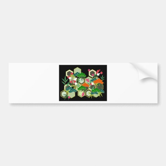 元旦ジャパン日本のスタイル バンパーステッカー (正面)