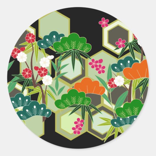 元旦ジャパン日本のスタイル ラウンドシール (正面)