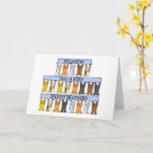 元気いっぱいの猫漫画 カード (黄色い花)