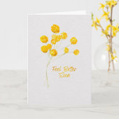 元気が出る黄色の水彩画の花 もうすぐ気分が良くなる カード (黄色い花)