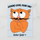 「元気そうね、ネコ素晴らし!」 かわいい口ひげの猫 ポストカード (正面)