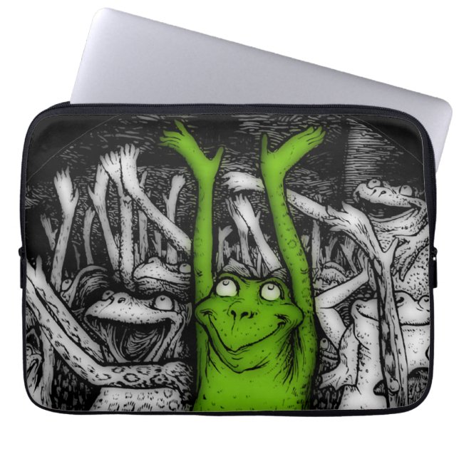 元気づけるカエル ラップトップスリーブ (正面)