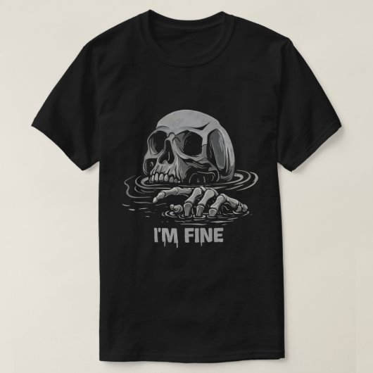 「元気です」溺れるスケルトン  Tシャツ (デザイン正面)