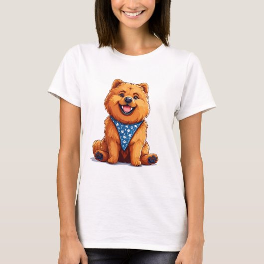 元気でふわふわの犬 Tシャツ (正面)