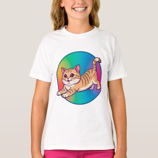 元気なオレンジタビー子猫 Tシャツ (正面)