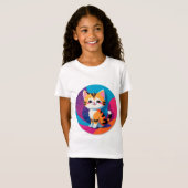 元気なオレンジタビー子猫 Tシャツ (正面フル)