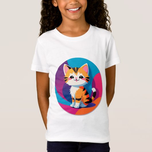 元気なオレンジタビー子猫 Tシャツ (正面)