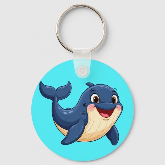 元気なキャラクターのクジラの泳ぎ キーホルダー (正面)