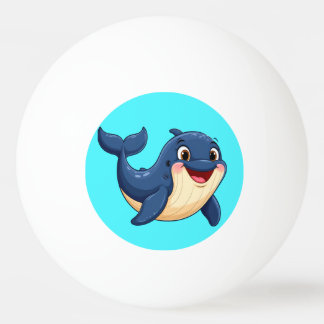 元気なキャラクターのクジラの泳ぎ 卓球ボール