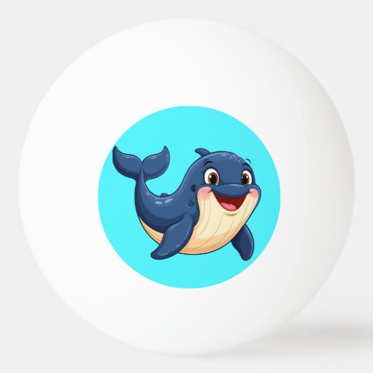 元気なキャラクターのクジラの泳ぎ 卓球ボール (正面)