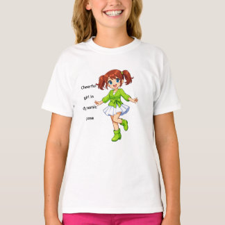 元気なキャラクターガールのダイナミックポーズ キッズTシャツ Tシャツ