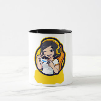 元気なゲーマーガール カートゥーン コーヒー マグカップ
