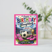 元気なサッカー娘の誕生日カード ポストカード (スタンド正面)