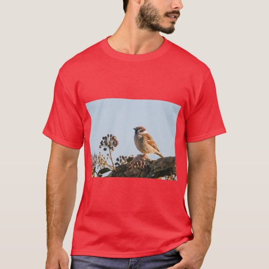 元気なスズメの鳥Tシャツ Tシャツ (正面)