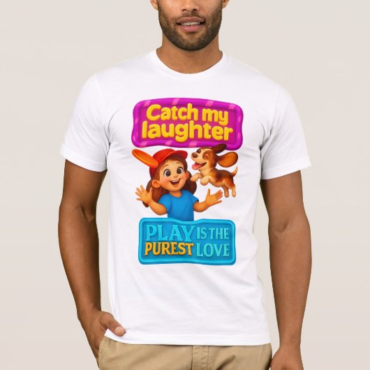 元気なスポーツ少女とビーグルパピー Tシャツ (正面)