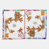 元気なニワトリのアクロバット団 キッチンタオル (横)