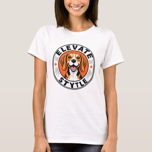 元気なビーグル犬のイラスト Tシャツ (正面)