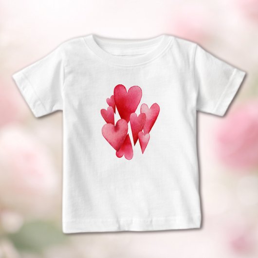 元気なピンクのハート ベビーTシャツ