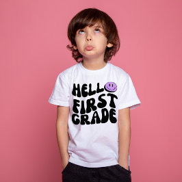 元気な一年生 レトロな小学校入学式 Tシャツ
