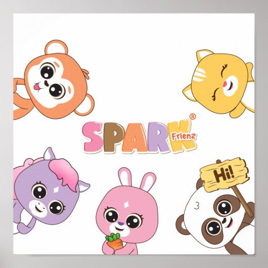元気な動物のフリエンツよくはしゃぐ:子供のためのキャラクター ポスター (正面)