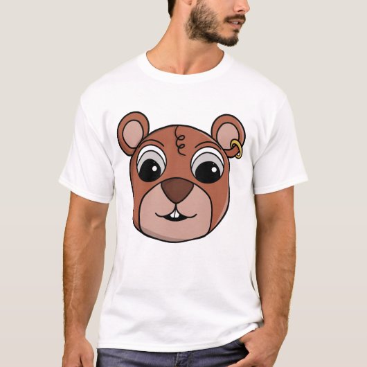 元気な動物の顔 Tシャツ (正面)