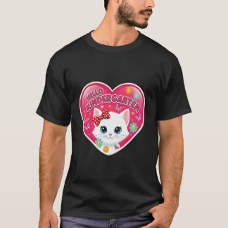 元気な幼稚園の女の子と可愛い子猫　バックトゥスクール Tシャツ