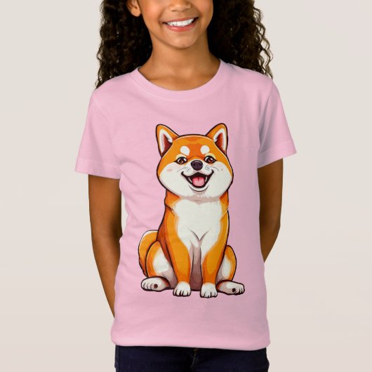元気な柴犬 Tシャツ (正面)