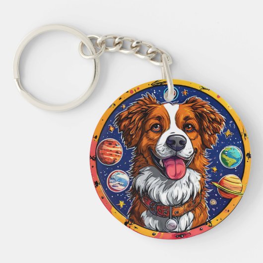 元気な犬 キーホルダー (正面)