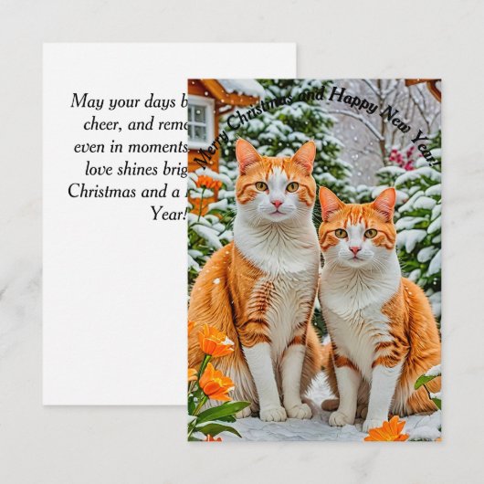 元気な猫たち2匹 招待状 (正面/裏面)