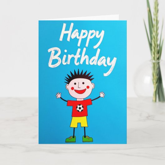 元気な男の子の誕生日カード カード (正面)
