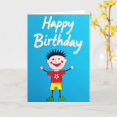 元気な男の子の誕生日カード カード (黄色い花)
