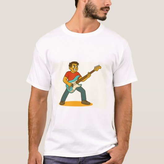元気な男性がベースを演奏 Tシャツ (正面)