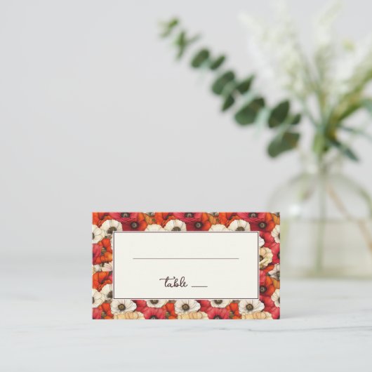 元気な赤いポピー花 プレイスカード (スタンド正面)