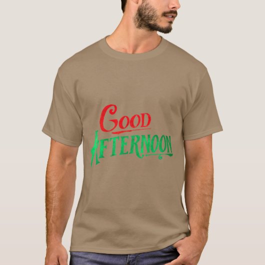 元気な赤と緑のグラフィックからの午後の挨拶 Tシャツ (正面)