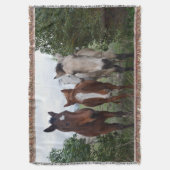 元気な髪の毛、4頭の馬の友達、 スローブランケット (正面縦)