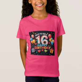 元気な16誕生日ハートの女の子との挨拶 Tシャツ