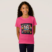 元気な16誕生日ハートの女の子との挨拶 Tシャツ (正面フル)