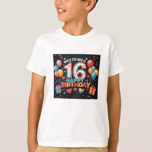 元気な16誕生日ハート少年との挨拶 Tシャツ