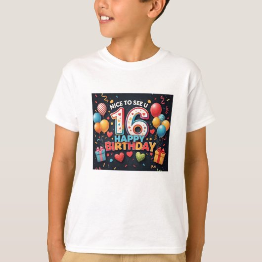 元気な16誕生日ハート少年との挨拶 Tシャツ (正面)